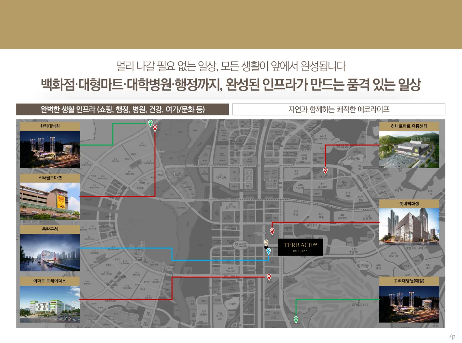 테라스99 동탄 주변 생활 인프라 백화점 마트 병원 행정